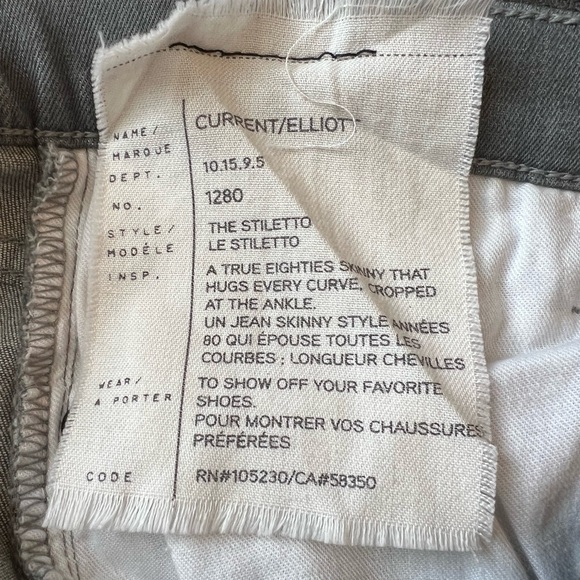 Current/Elliot The Stiletto Gray Distressed Raw Hem Skinny Jeans - Picture 11 of 11